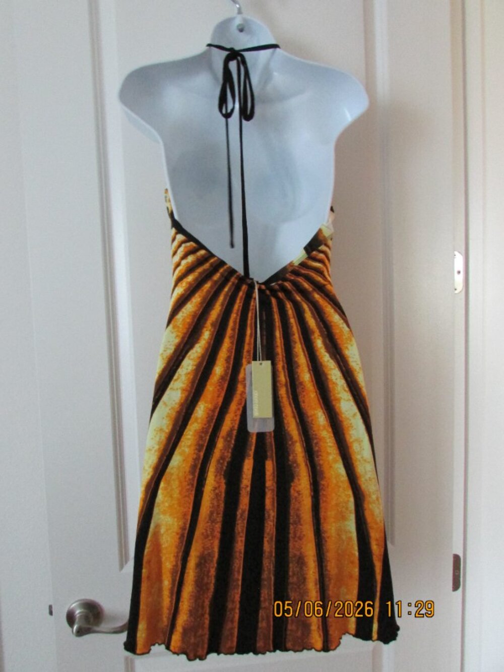 Vintage NWT 2006 Roberto Cavalli Ray of Gold Sun Mini Halter Dress XL - Picture 7 of 15